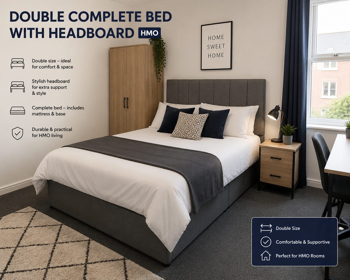 DOUBLE COMPLETE BED WITH HEADBOARD at Stylish Beds UK